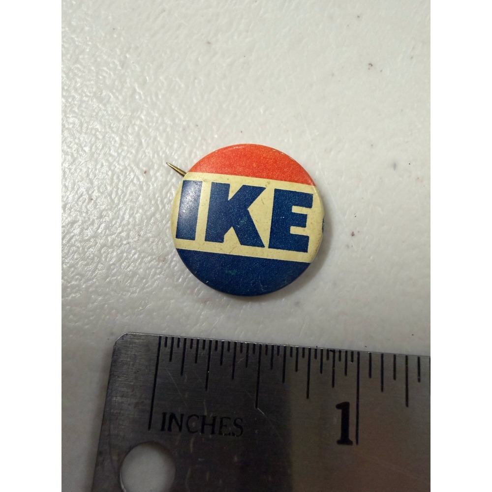 Vintage IKE Dwight D Eisenhower Presidential Campaign Pin Button Red White Blue